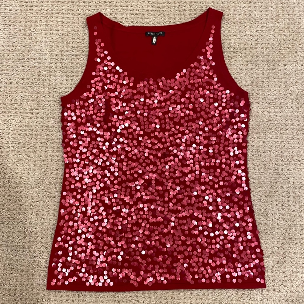 Eileen Fisher perfect sleeveless sequined top.